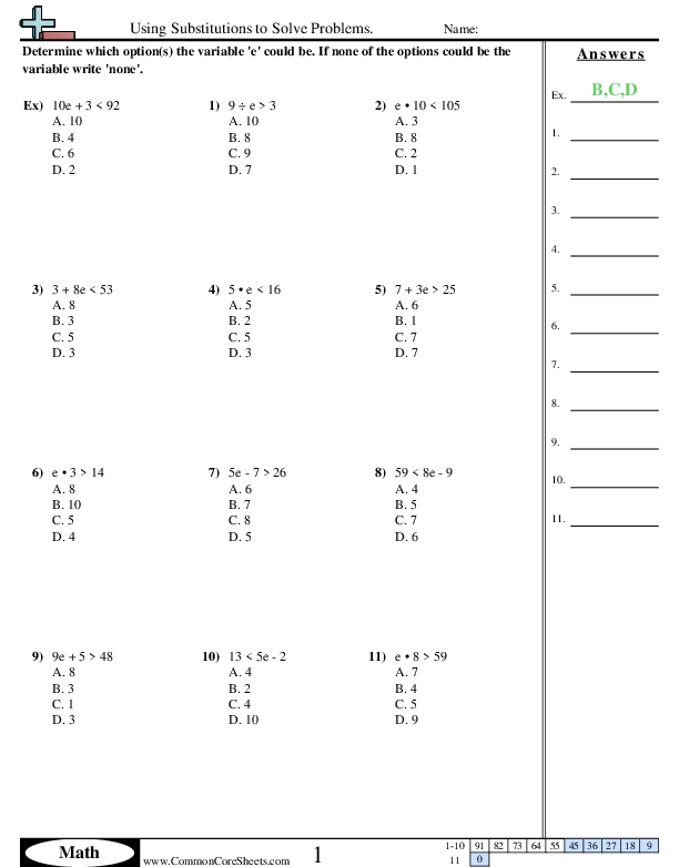 Using Substitution to Solve Problems Worksheet - Using Substitution to Solve Problems worksheet